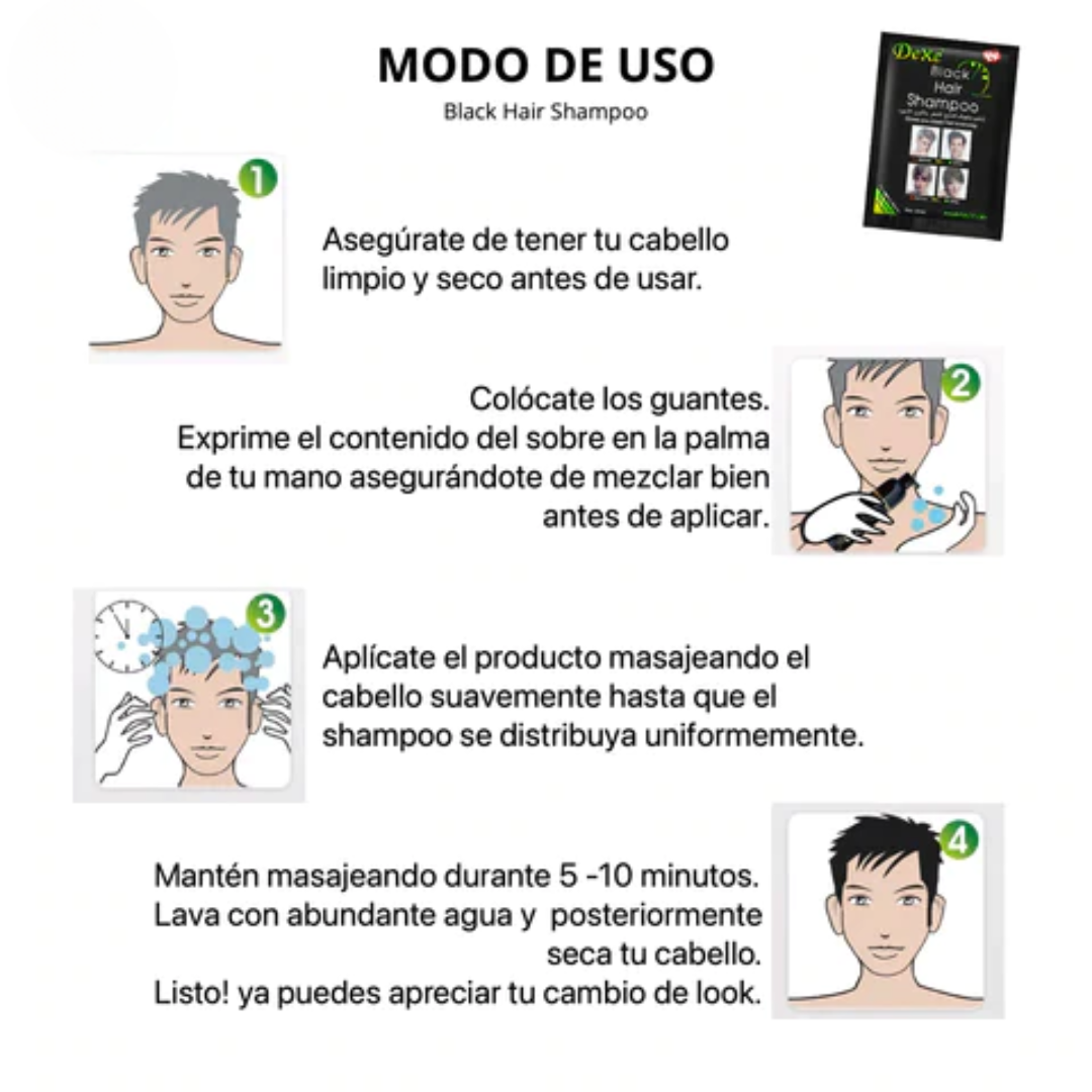Shampoo cubre canas x10 sachet negro