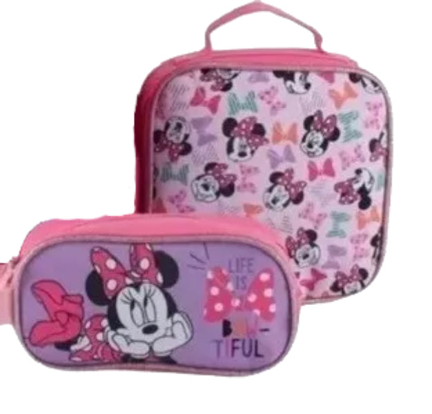 Mochila Minnie Mouse Trolley Lonchera estuche