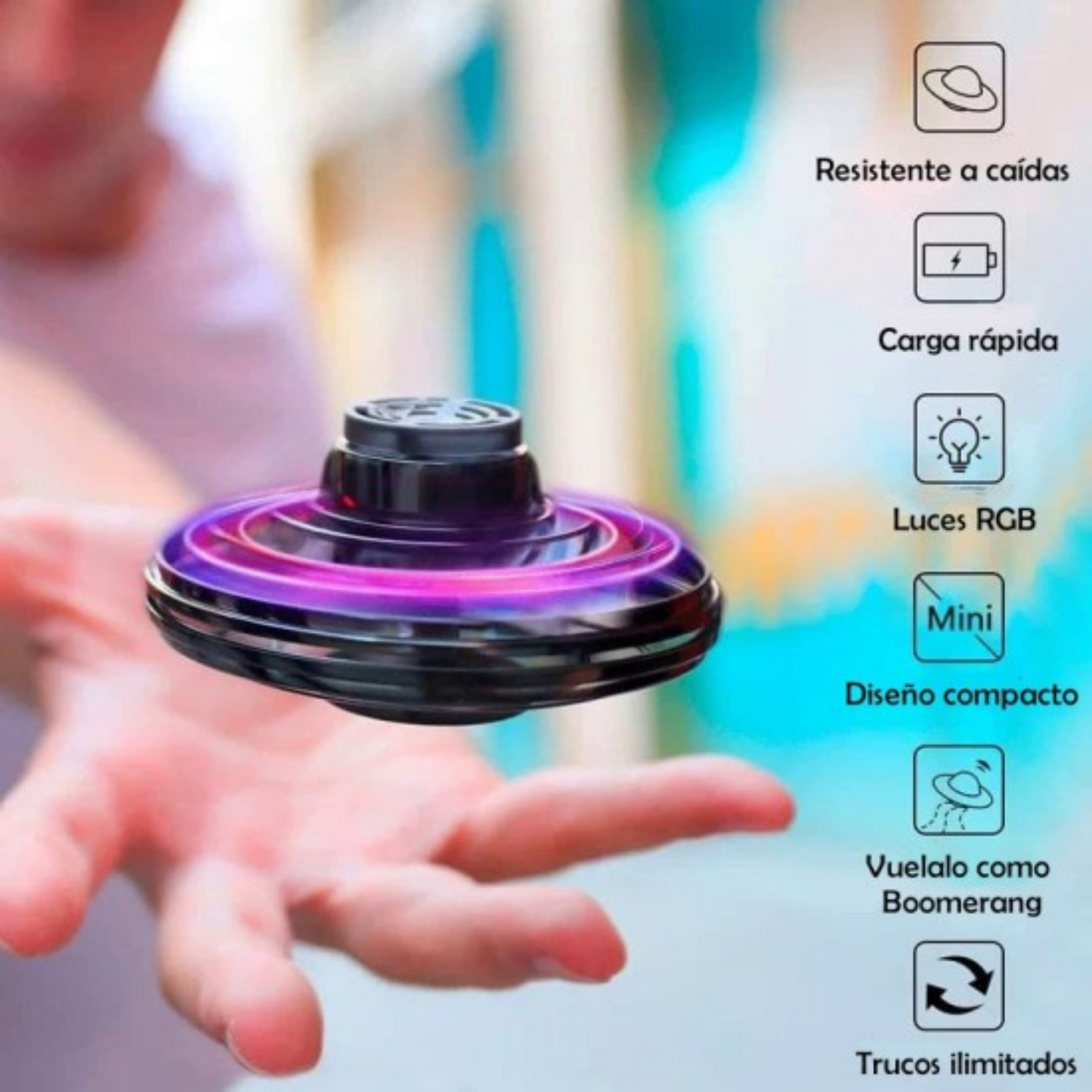 Mini Dron Spinner Volador Con Luces