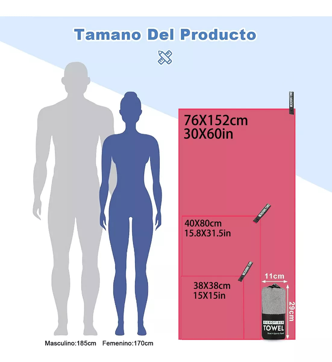 Toalla Microfibra 3 piezas Deporte Baño