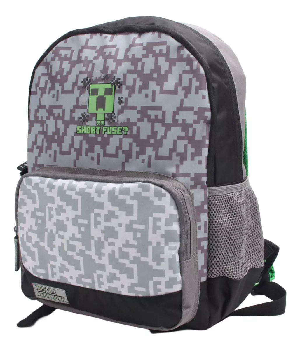 Mochila Juvenil Minecraft Gris 795