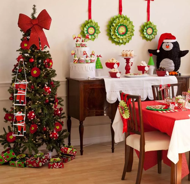 Viejito pascuero escalera Navidad