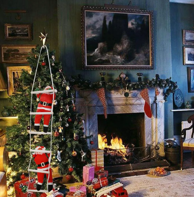 Viejito pascuero escalera Navidad