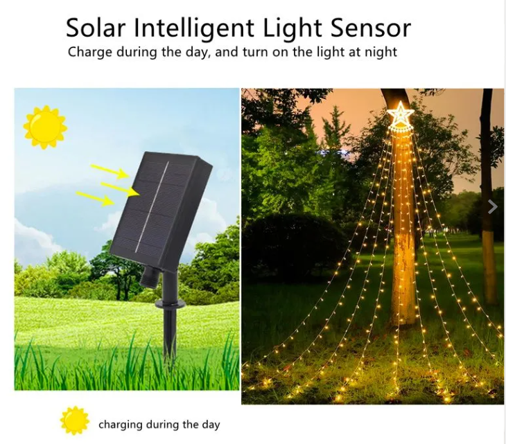 Cascada Solar Navidad con estrella